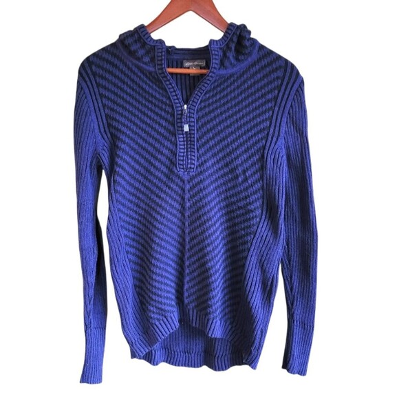 Eddie Bauer Hooded Striped Pullover Sweater Purple Women's Medium - Picture 1 of 5